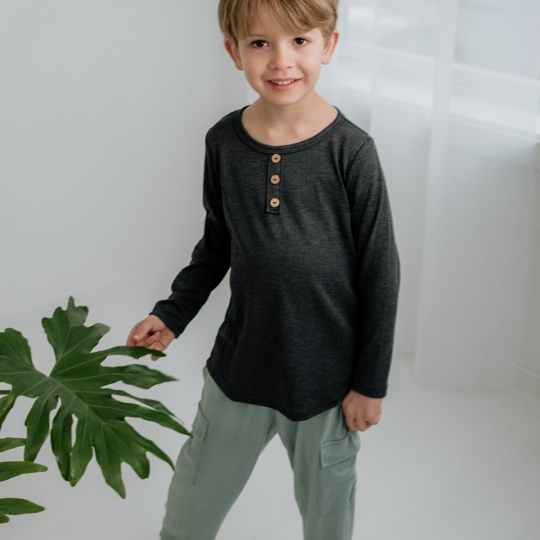 Youth Bamboo Henley Long-Sleeve Shirt — Last Call-1