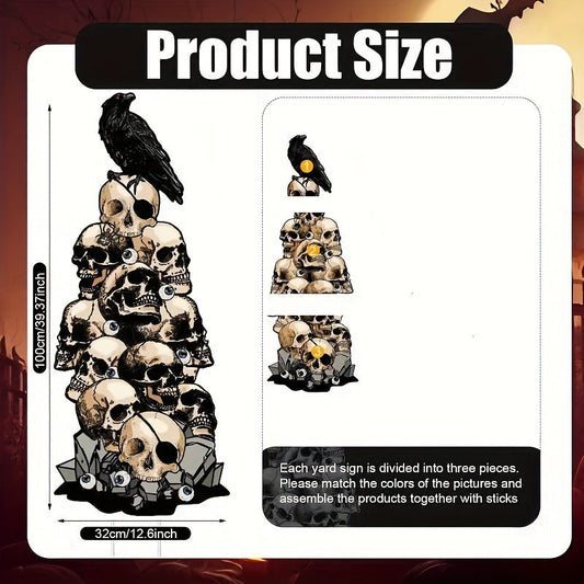 Halloween Skull & Crow Yard Stakes Outdoor Decor