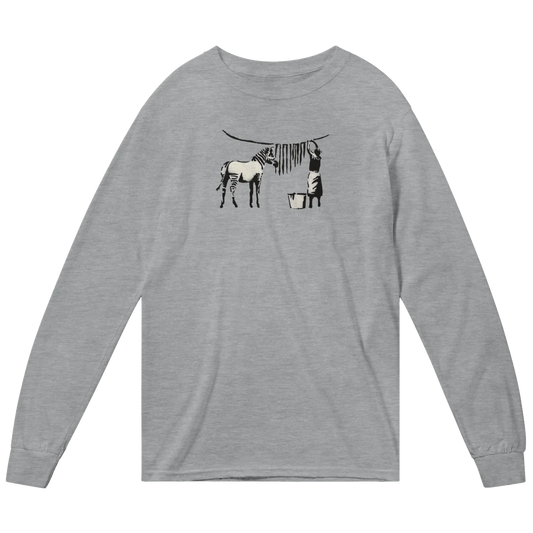 Banksy Zebra Stripes Artwork Long Sleeve Shirt-0