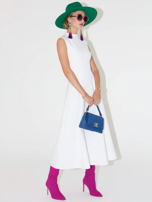 Elegant Sleeveless High-Waist A-Line Dress For Women, Upper West Side, BYMANYC New York.-1