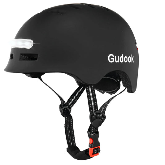 Bike Helmet with Front And Rear Rechargeable LED Lights Matte Black-0