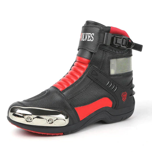 Men's Top Layer Cowhide Waterproof Professional Motorcycle Riding Shoes-0