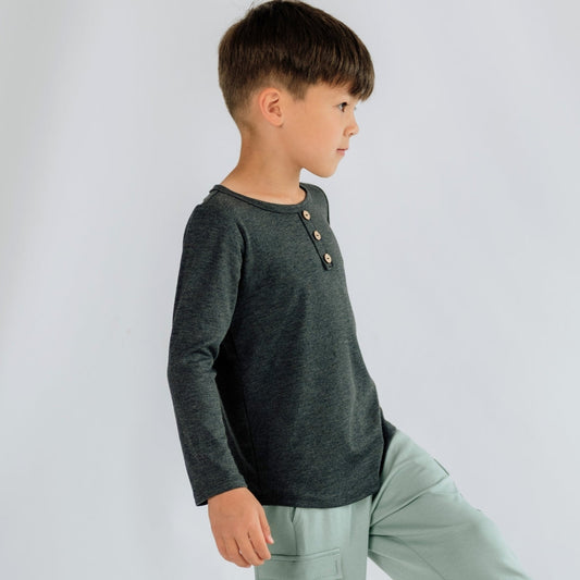 Baby/Kids Bamboo Henley Long-Sleeve Shirt — Last Call-1