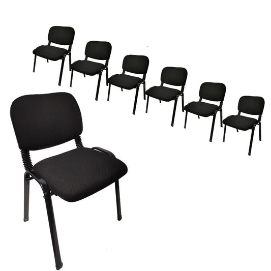 Stackable & Linkable Office Conference Visitor Community  Chairs (Set of 7-Black)