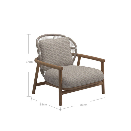 Billy Low-Back Lounge Chair Solid Teak & Olefin Rope Outdoor Sofa Furniture-1