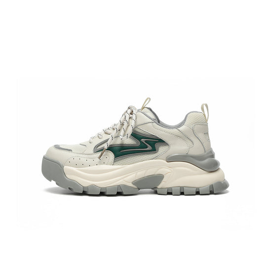 Women's Platform Sneakers Green Accents Versatile Streetwear Shoes-0