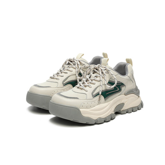 Women's Platform Sneakers Green Accents Versatile Streetwear Shoes-1
