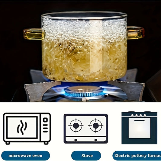 Borosilicate Glass Cooker with Yellow Handle