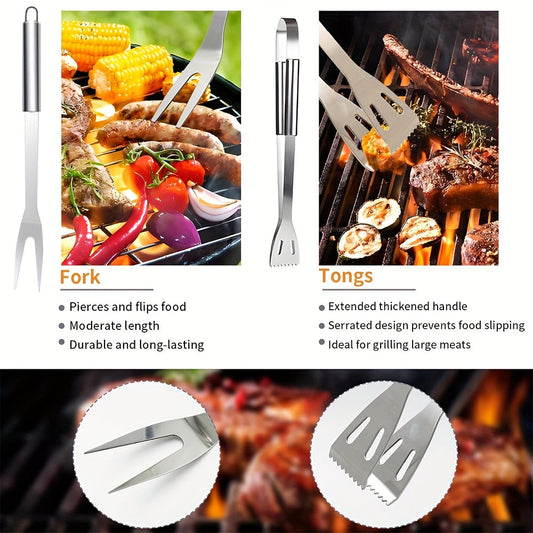 Stainless BBQ Grill Tool Set with Thermometer (26pcs)
