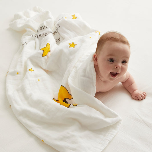 Six-Layer Cotton Bath Swaddle Blanket for Babies Yellow-0