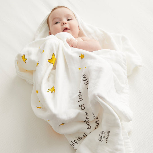 Six-Layer Cotton Bath Swaddle Blanket for Babies Yellow-1
