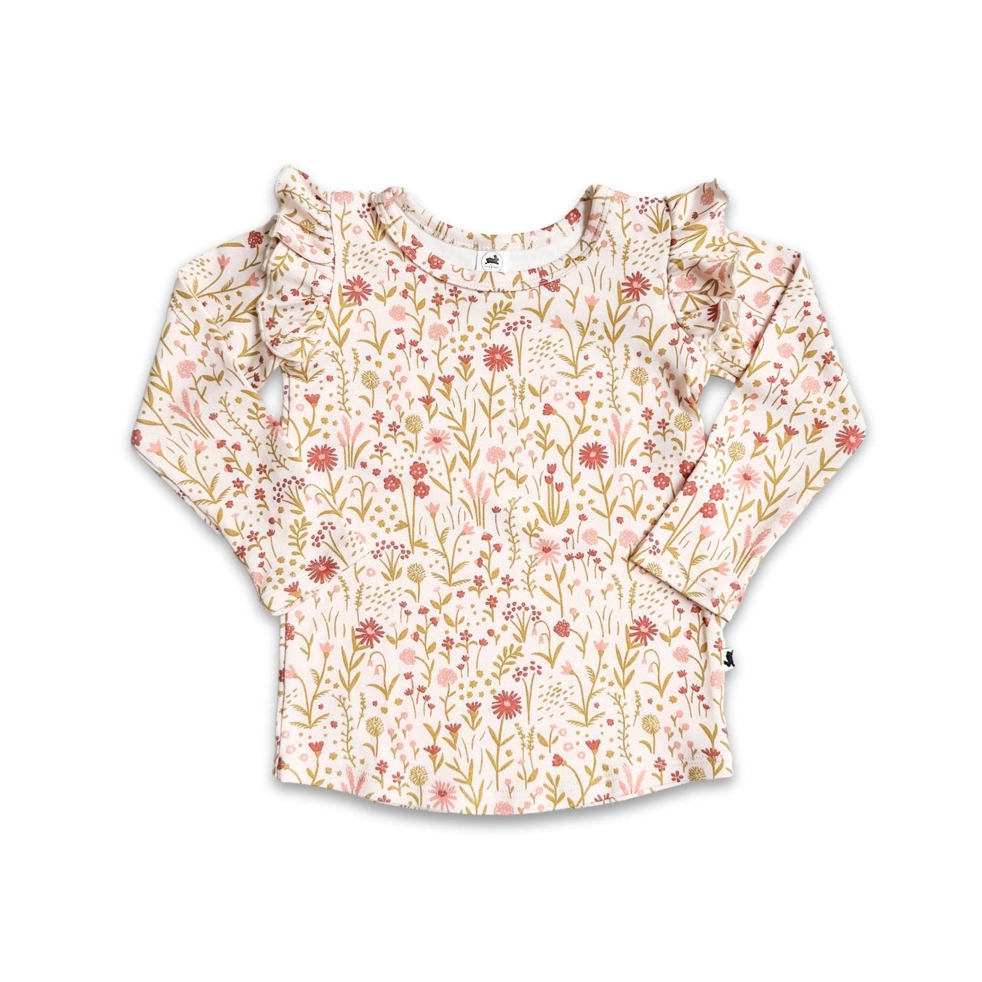 Baby/Kids Bamboo Ruffle Shoulder Long Sleeve Shirt — Last Call-5