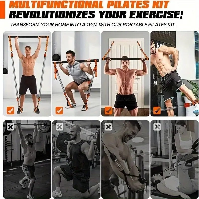 Men’s Pilates Bar with Resistance Bands-4
