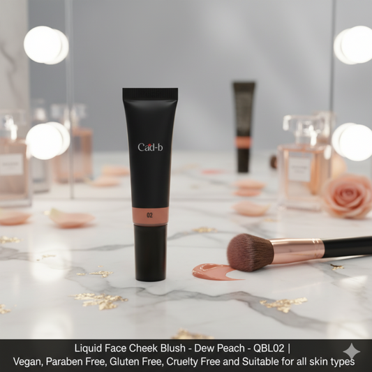 Liquid Face Cheek Blush - Dew Peach - QBL02 | Vegan, Paraben Free, Gluten Free, Cruelty Free and Suitable for all skin types