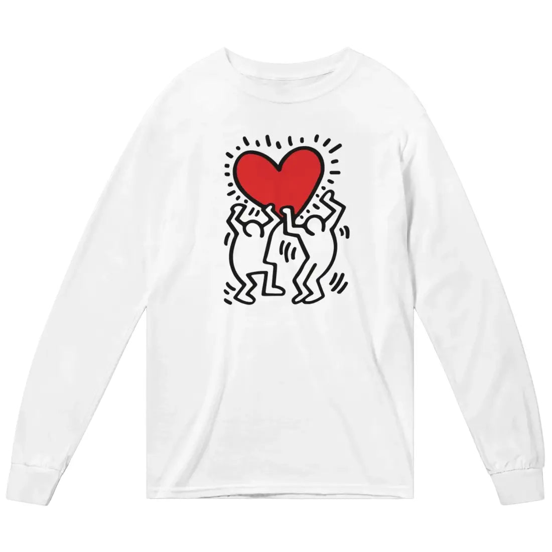 Men Holding Heart Icon, Street Art Long Sleeve Shirt-2