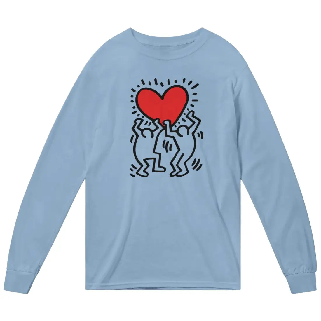 Men Holding Heart Icon, Street Art Long Sleeve Shirt-3