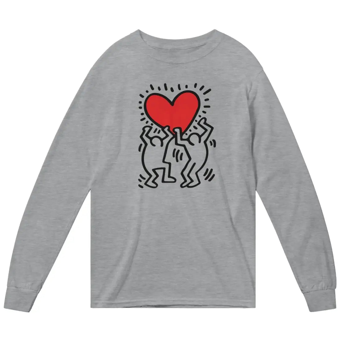 Men Holding Heart Icon, Street Art Long Sleeve Shirt-0