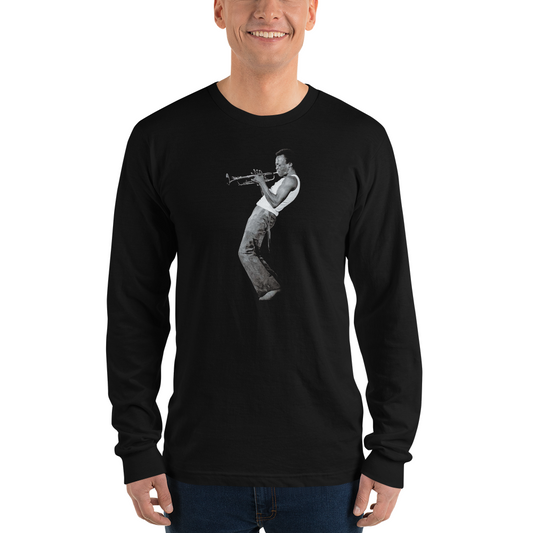 Miles Davis Playing his Trumpet Artwork Long Sleeve Shirt-1