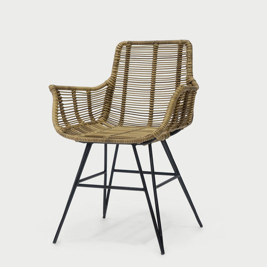 Rattan Armchair with Powder-Coated Aluminum Frame & Water Resistant Wicker-0
