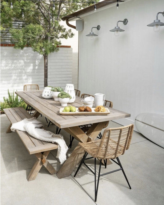 Nicara Rattan Dining Chair - Handwoven Wicker with Powder-Coated Aluminum Frame-1