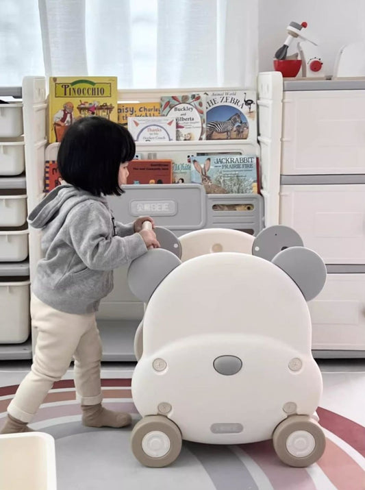 Odin Bear Ivory Small Pushcart with Storage Box Detachable for Baby Toy Organizer-1