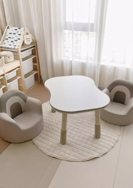 Dual-Kid Height Adjustable Study Table White For Two Children-0