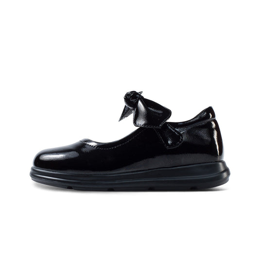 Pretty Bow Soft Sole Girls Leather School Shoes-0