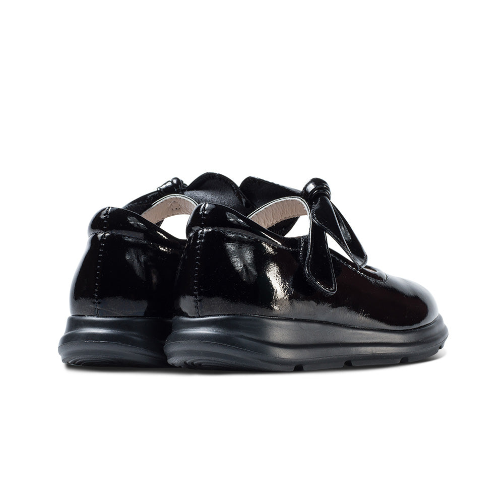 Pretty Bow Soft Sole Girls Leather School Shoes-3