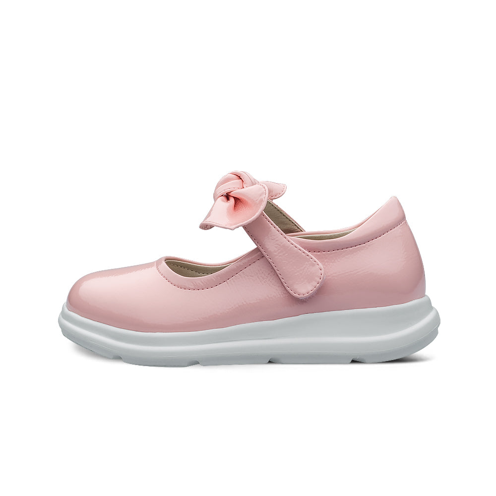 Pretty Bow Soft Sole Girls Leather School Shoes-5