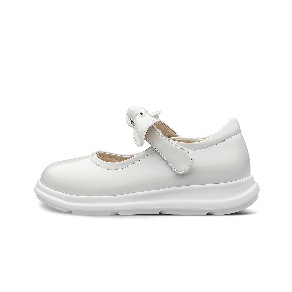 Pretty Bow Soft Sole Girls Leather School Shoes-6