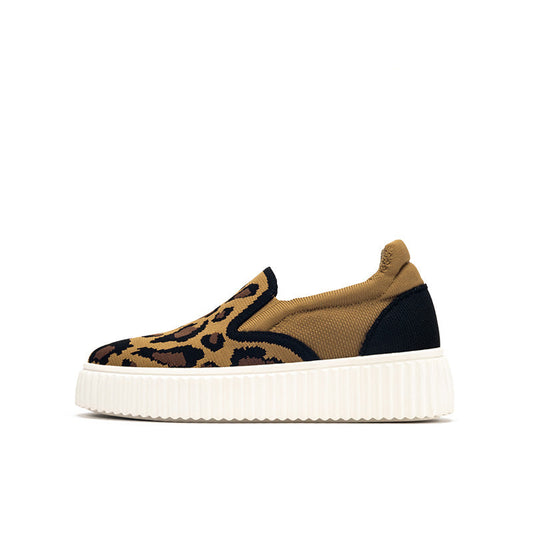 Women's Thick Soled Leopard Print Slip On Sneakers-0
