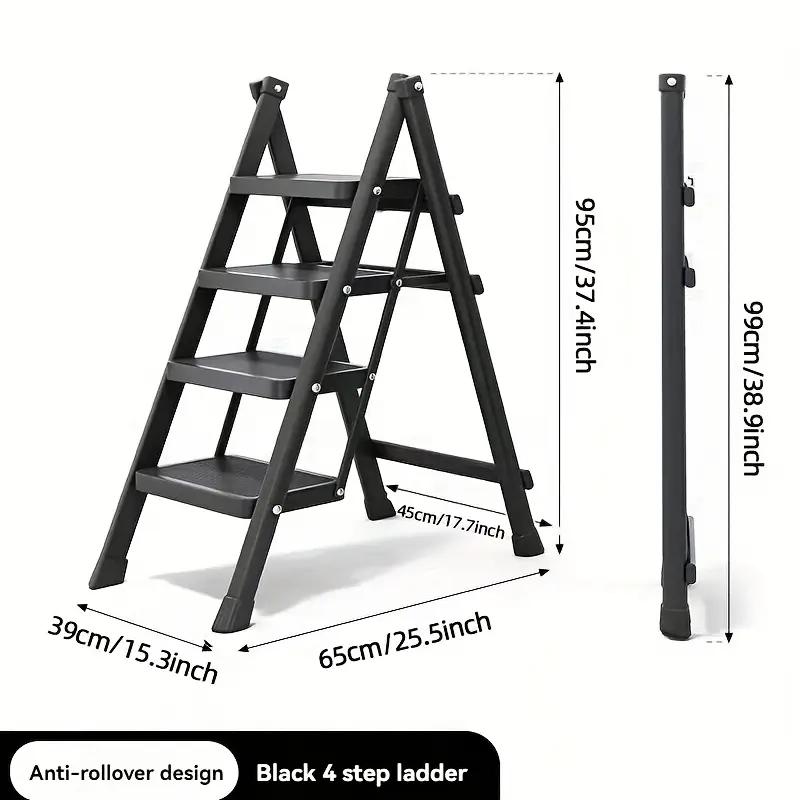 Metal Step Ladder with 4-Step Storage Rack-2