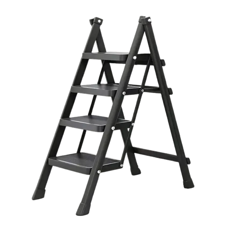 Metal Step Ladder with 4-Step Storage Rack-0