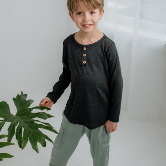 Youth Bamboo Henley Long-Sleeve Shirt — Last Call-1