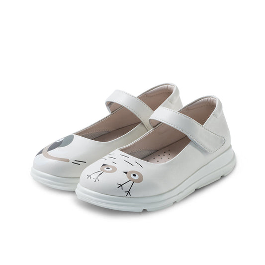 Zoo Animals Girls White Mary Jane Shoes-1